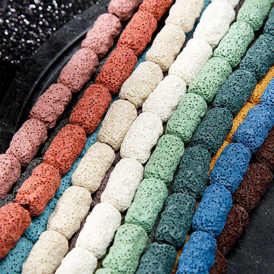 Irregular Nugget Irregular Uneven RoundTube Multi Colors Pink Blue Black Red Volcanic Rock Lava Stone Beads for Jewelry Making