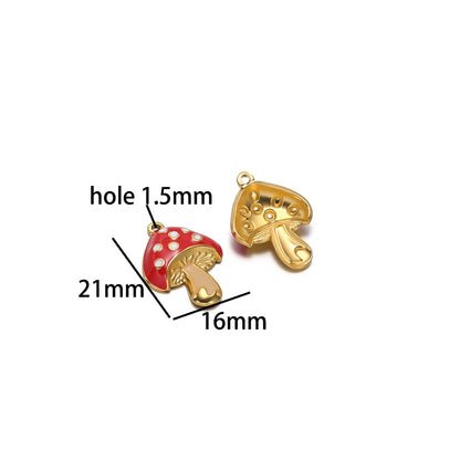 Wholesale 18k Gold Plated Stainless Steel Enamel Ladybird Insect Apple Strawberry Mushroom Charm Pendant for Jewelry Making