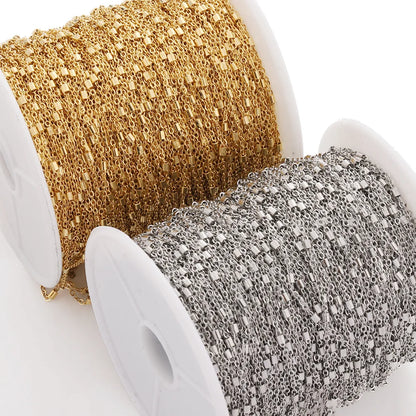 A2476 Fashion 18k Gold Stainless Steel Chain Bulk Beads Beaded Link Necklace Bracelet Jewelry Making Diy Wholesale