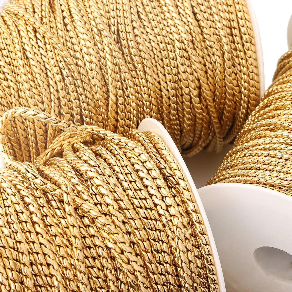 D483 High Quality Stainless Steel Necklace Chain Bulk Roll 18k Gold Plated Jewelry Diy Findings