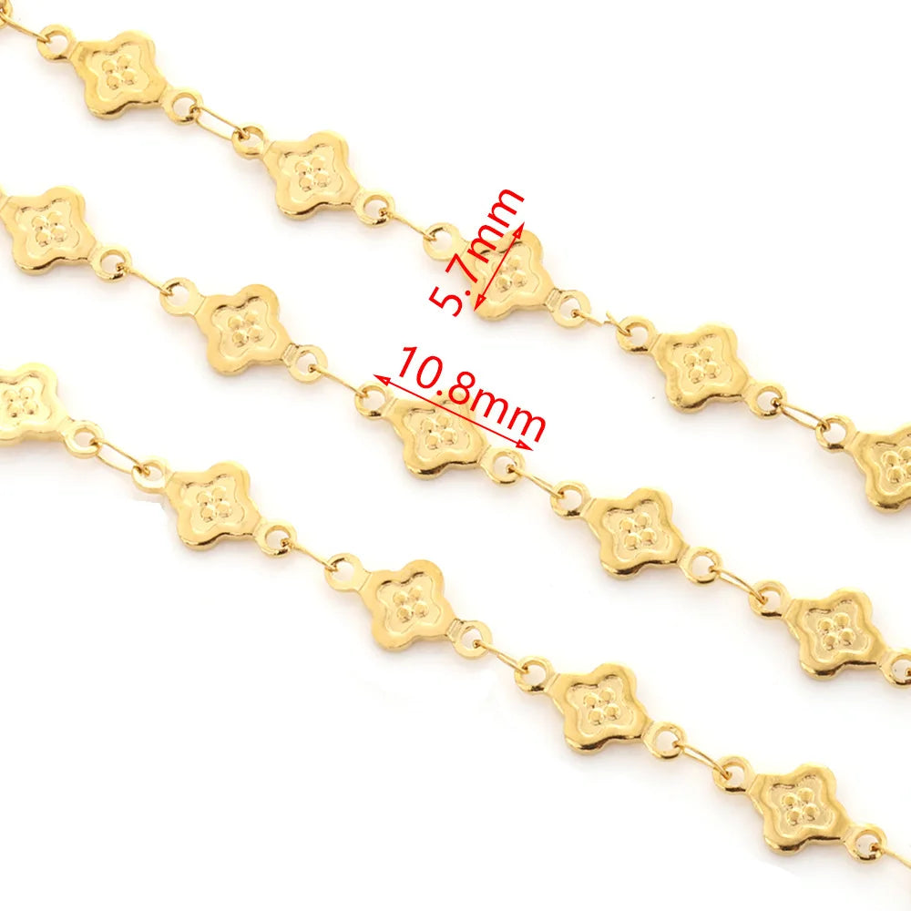 A2843 Fashion Gold Stainless Steel Chain Clover Lucky Silver Necklace Bracelet Bulk Jewelry Making Chain Wholesale