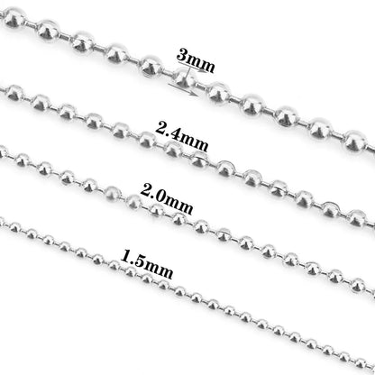 B339 High Quality 18k Gold Plating Stainless Steel Chain Bead Round Necklace Jewelry Chain Component Diy