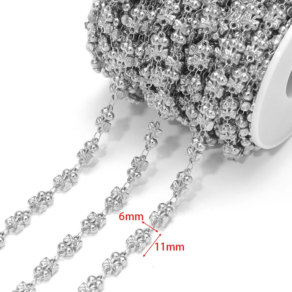 D866 New Gold Plated Stainless Steel Chain Flower Clover Leaf Shape Waterproof Chain for Necklace Bracelet Diy