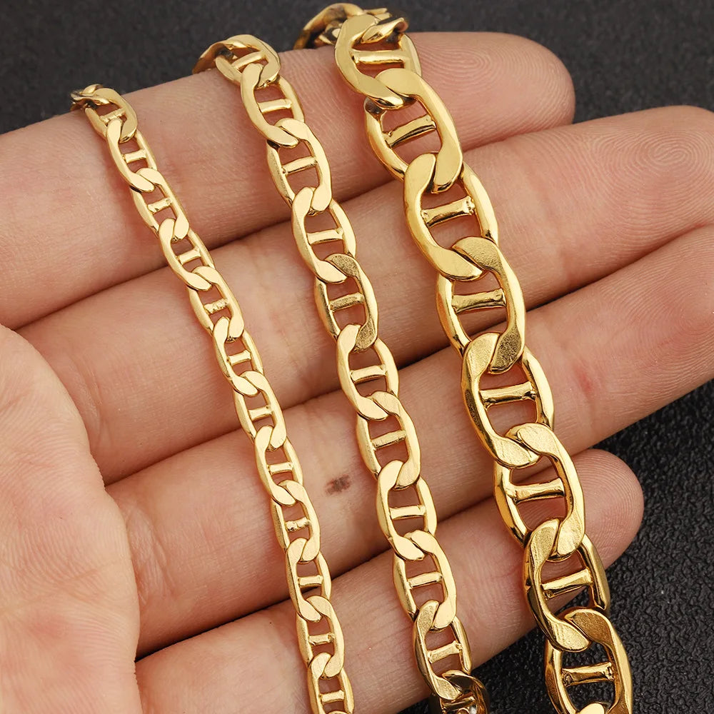 D822 Amazing Hot Pig Nose Coffee Bead Chain 18k PVD Plated Stainless Steel Chain for Necklace Bracelet Making Wholesale