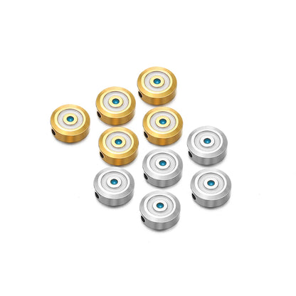 Fashion Polished Stainless Steel 18K PVD Gold Plated Enamel Pierced Beads Devil Eye Charm Pendant for Jewelry Making Accessories