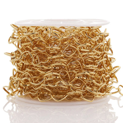 E730 Non Tarnish 18k Gold Plated Necklace Chain Heart Link Stainless Steel Necklace Chain for Jewelry Diy