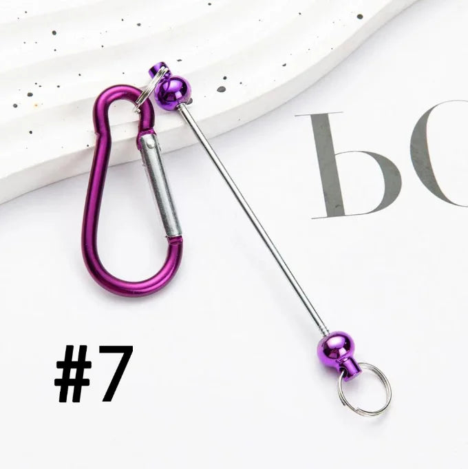 Bulk Beadable Bar Carabiner Keychain Snap Hook Removable Metal Key Ring for DIY Craft Keychain Making