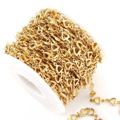 A1466 Non Tarnish Gold Stainless Steel Chain Clover Heart Chain Bulk Necklace Bracelet Jewelry Making Diy
