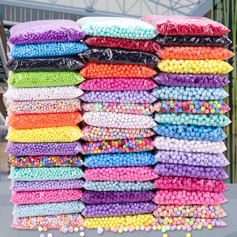 500g Wholesale Lucite Beads 4-10mm Multi Color Acrylic Beads for Crafting