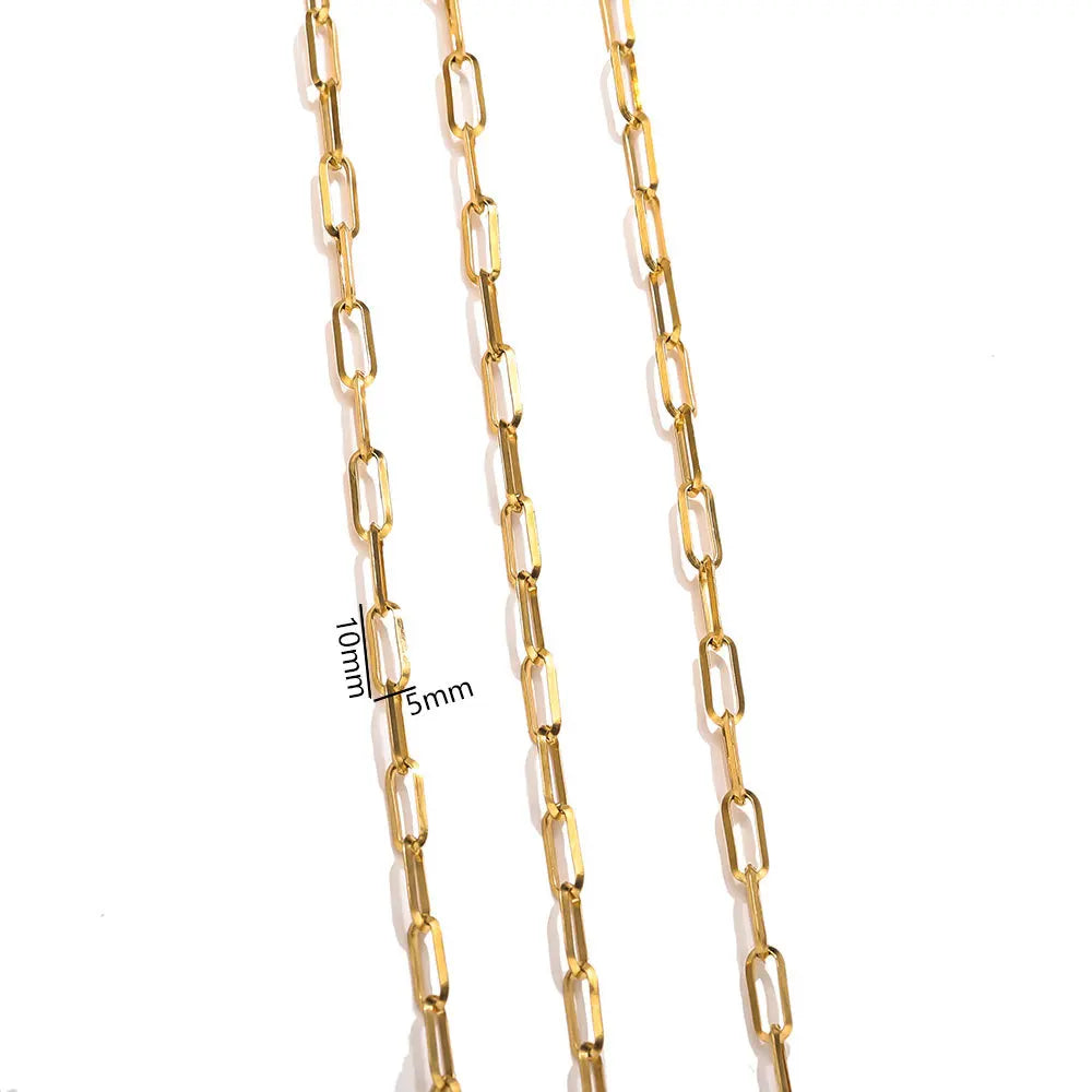 D390 Ins Permanent Jewelry Chain Paper Clip Bulk Stainless Steel Chains Cross PVD Gold Silver Chains for Luxury Making