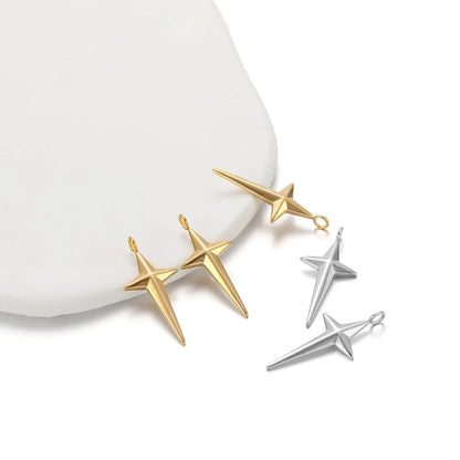 18K PVD Gold Plated Stainless Steel Cross Star Charms Pendant for DIY Jewelry Necklace Bracelet Earrings Making