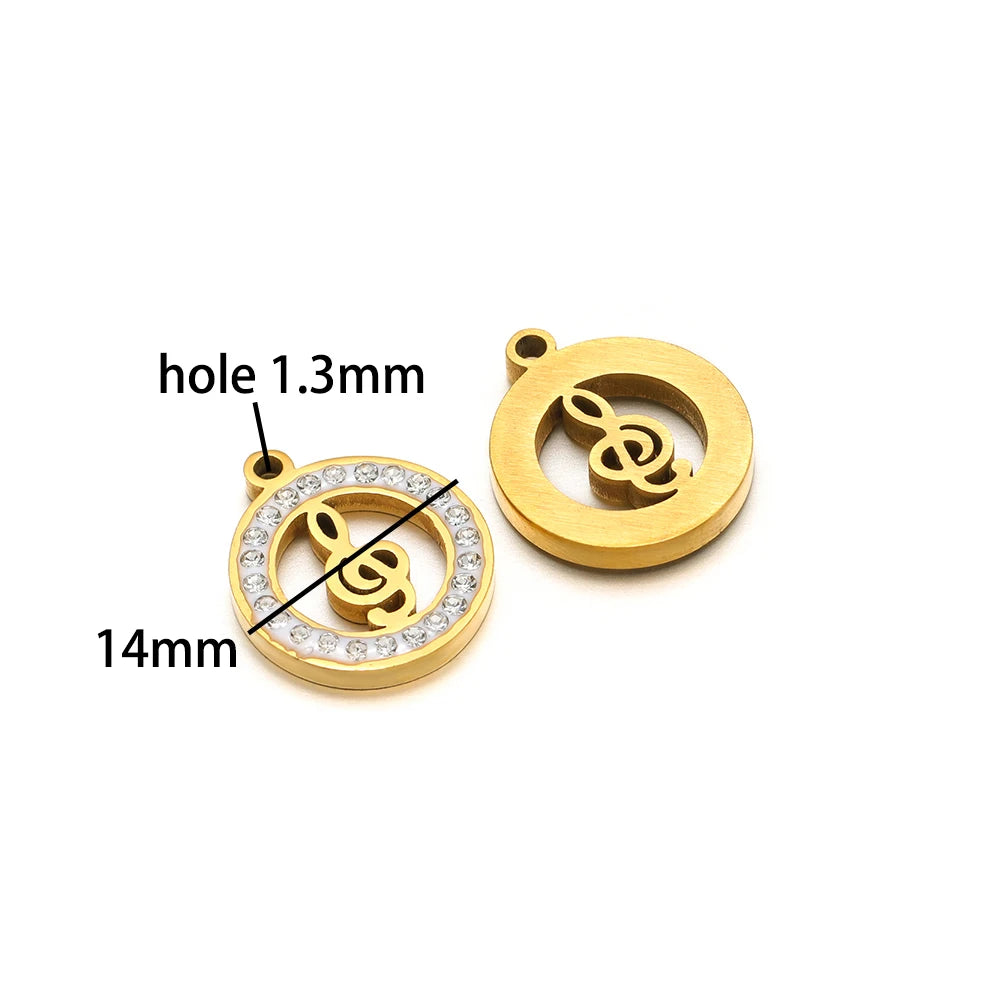 Handmade DIY Pendant 18k Gold Plated Stainless Steel Heart Star Zircon Charm Pendant for Women Jewelry Making Accessories