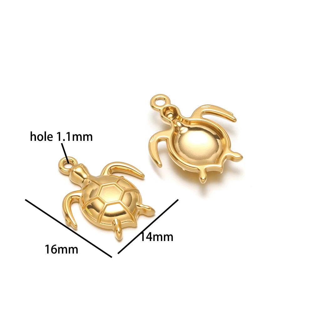 Hot Sale 18k Gold Plated Stainless Steel Enamel Crab Starfish Turtle Octopus Shell Charm Pendant for DIY Necklace Jewelry Making