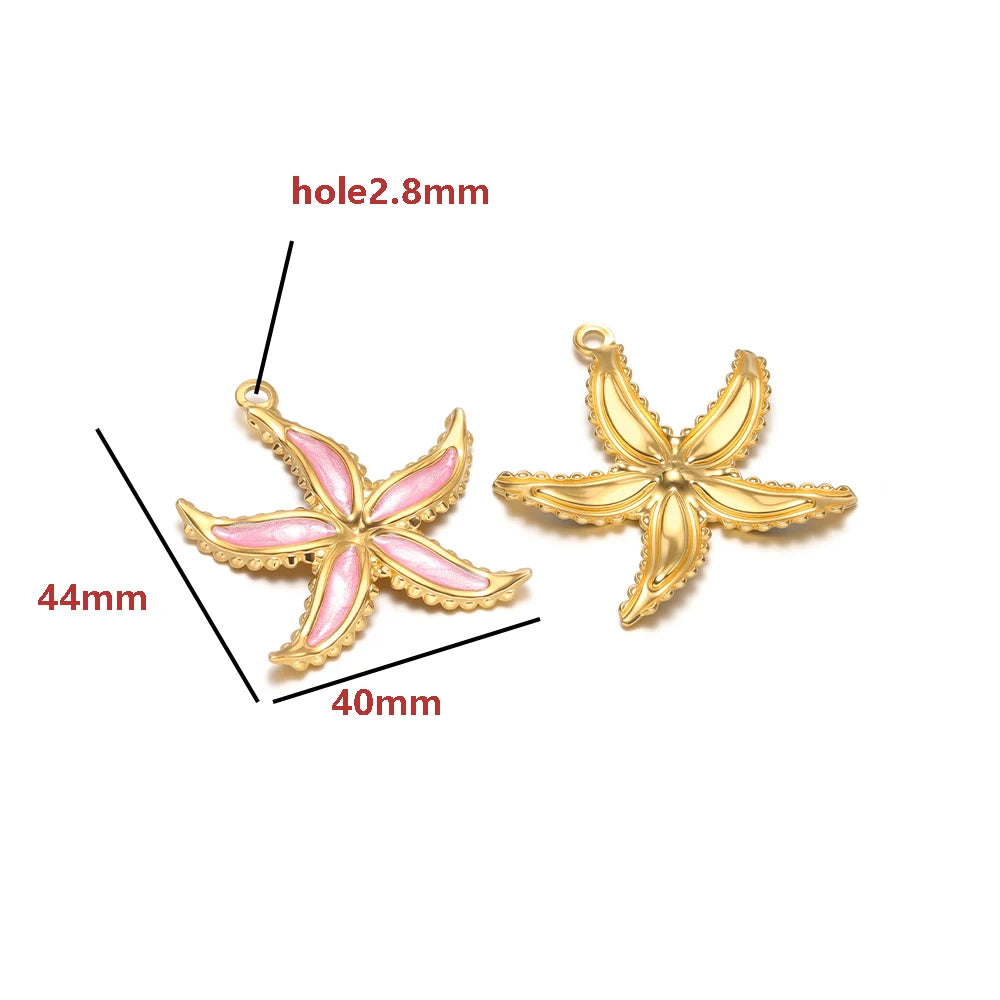 18K Gold Plated Starfish Charms Enamel Pendants Nautical Beach Style DIY Jewelry Making Supplies Accessories