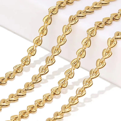A8900 Hot Sale 18k Gold Stainless Steel Chain Heart Unique Necklace Bracelet Jewelry Making Chain Diy
