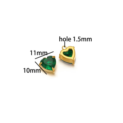 Fashion DIY Jewelry Findings 18k Gold Plated Stainless Steel  Heart  Zircon Charm Pendant for Jewelry Making Accessories
