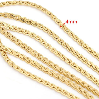 D797 Heavy Hip Hop Geometric Flattened S Twist Embossed Rope NK Chains Jewelry Findings Stainless Steel for Making