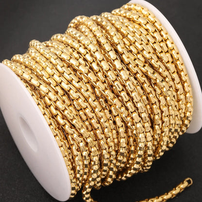 D383 Non Tarnish Stainless Steel Chain Bulk Roll 18k Gold Plated Necklace Bracelet Anklet Making Diy Chain