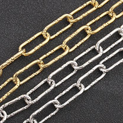 A705 High Quality 7mm Paper Clip Chain Silver Gold Plated Stainless Steel Chain for Jewelry Necklace Bracelet DIY Handmade