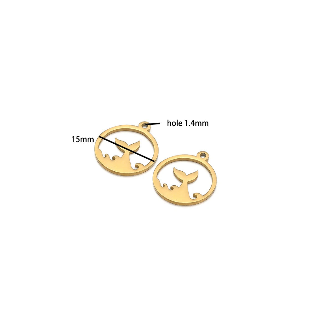 DIY Pendants Stainless Steel 18k Gold Plated Hollow Cactus Butterfly Star Sun Eyes Charm Pendants for Jewelry Necklace Making