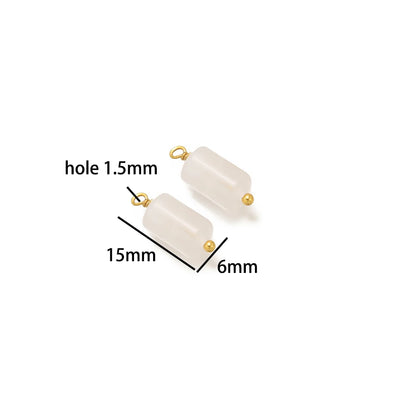 Fashion Jewelry Stainless Steel 18K Gold Plated Cylinder Color Natural Stone Charm Pendant for Jewelry Necklace Making Wholesale