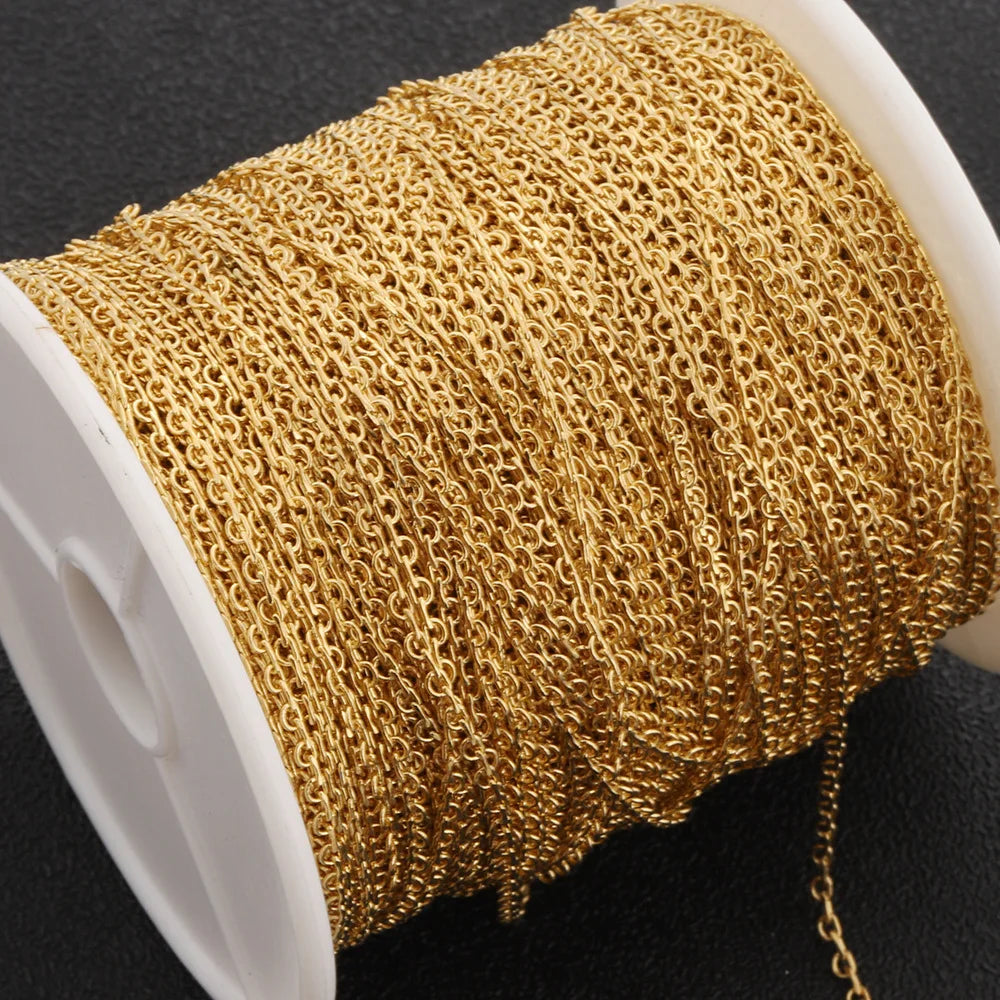 D144 Hot Fashion 18k Gold Plated Chain Necklace Bracelet Jewelry Making Bulk Roll Chain Wholesale