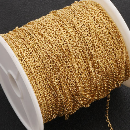 D144 Hot Fashion 18k Gold Plated Chain Necklace Bracelet Jewelry Making Bulk Roll Chain Wholesale