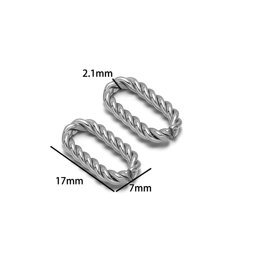 Simple 18k Gold Plated Stainless Steel  Twist Round Oval square Charm Pendant for DIY Handmade Necklace Jewelry Making