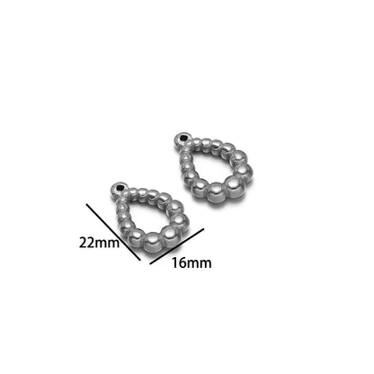 18k Gold Plated Stainless Steel Embossed Heart Water Drop Round Leaf Charm Pendant for DIY Jewelry Making Jewelry Findings