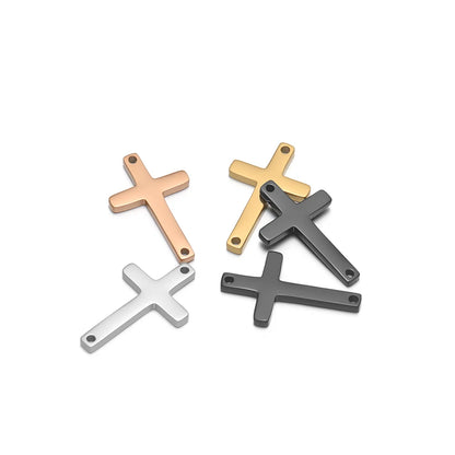 Non Tarnish 18k Gold Plated Stainless Steel Cross Charm Pendant for Handmade Necklace Jewelry Making Diy Accessories