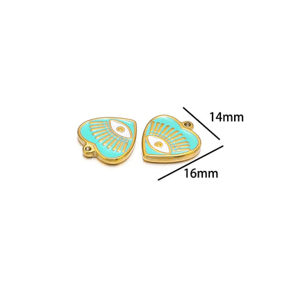 High Quality 304 Stainless Steel 18k Gold Enamel Heart Mini  Eye Charms Pendant for Jewelry Necklace Making