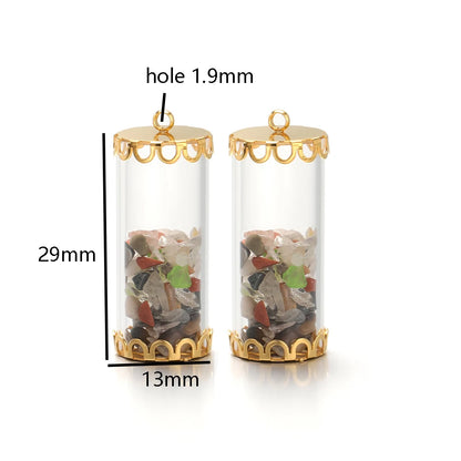 New Fashion Stainless Steel 18k Gold Plated Chips Glass Wishing Bottle Charms Pendant for Handmade Jewelry Necklace Making