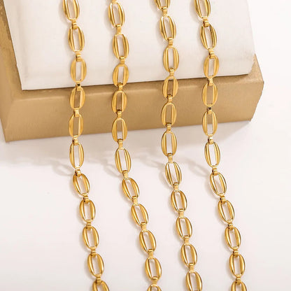 D390 Ins Permanent Jewelry Chain Paper Clip Bulk Stainless Steel Chains Cross PVD Gold Silver Chains for Luxury Making