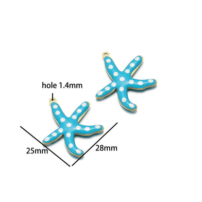 Wholesale Enamel Charms 18k Gold Plated Stainless Steel Enamel Starfish Fish Charm Pendant for DIY Necklace Jewelry Making