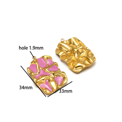 Vintage Style Stainless Steel 18k Gold Plated Enamel Star Round Charm Pendant for Jewelry Necklace Making Accessories