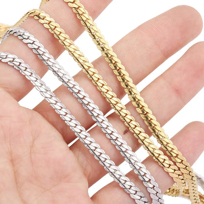 B1583 Twist Necklace Chain Gold Silver Plated Stainless Steel Cuban Chain for Permanent Jewelry Chain