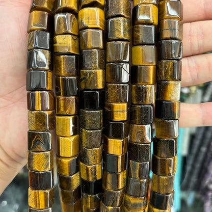 Natural Hexagon Prisms Stone Gemstone Irregular Bead, Hexagonal Rondelle Rondel Beads for DIY Jewelry Making 10x14mm, 19-20cm 8"