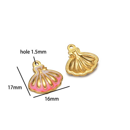 Hot Selling 18k Gold Plated Stainless Steel Enamel Butterfly Heart Shell Starfish Charm Pendant for DIY Necklace Jewelry Making