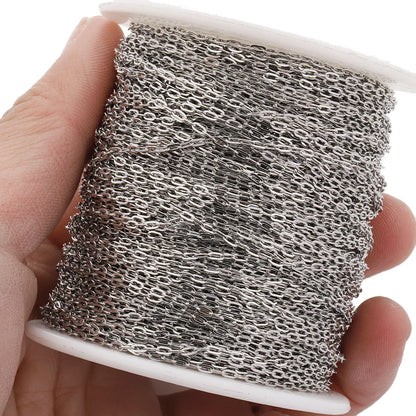 D099 1.5mm Paper Clip Chain Waterproof PVD Stainless Steel Gold Silver Chain Wholesale Men's Jewelry Making
