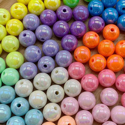 Hot Sale 500G/bag Acrylic Beads AB Plating Plastic Round Loose Beads for Mobile Phone Chain Bracelet Jewelry Making