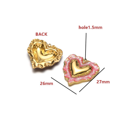 Gold Irregular Heart Charm Single Sided Glitter Resin Pendant with 1.5mm Hole DIY Jewelry Making Supplies Wholesale