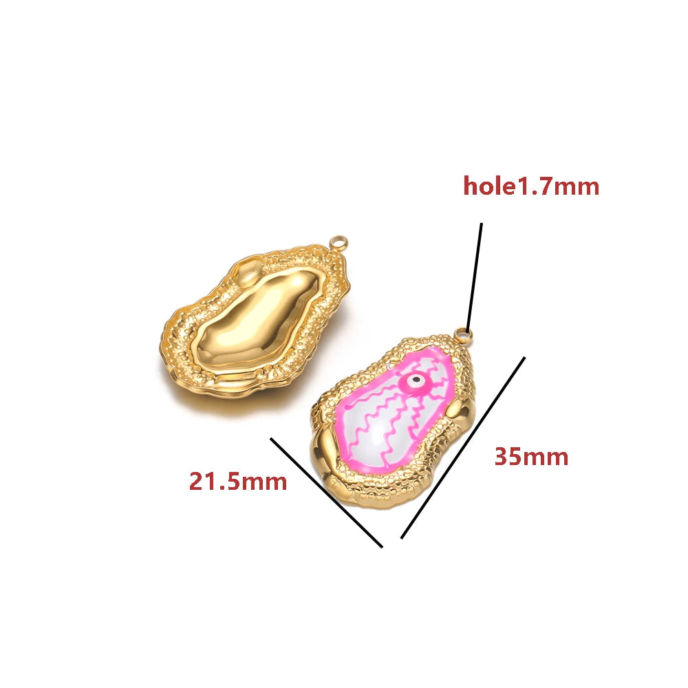 Bulk Gold Plated Eye Charms 35 * 21.5mm, Irregular Teardrop Enamel Pendant, 1.7mm Hole DIY Jewelry Making Supplies for Women