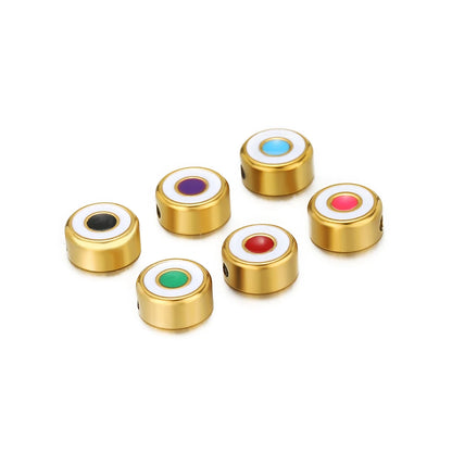 Factory Wholesale 18k Gold Plated Stainless Steel Enamel Spacer Bead Charms Pendant for Women Jewelry Necklace Bracelet Making