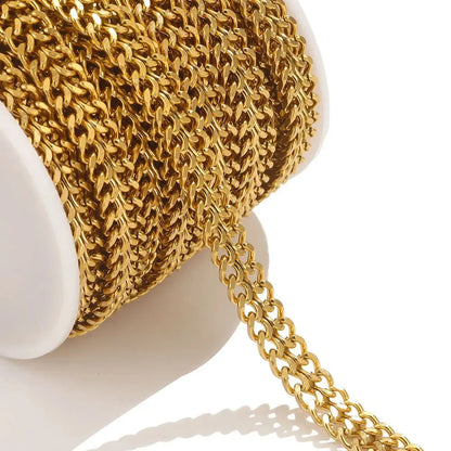 D105 Ins Hot Fashion 18k Gold Plated Stainless Steel Chain Double Necklace Bracelet Making Roll Chain