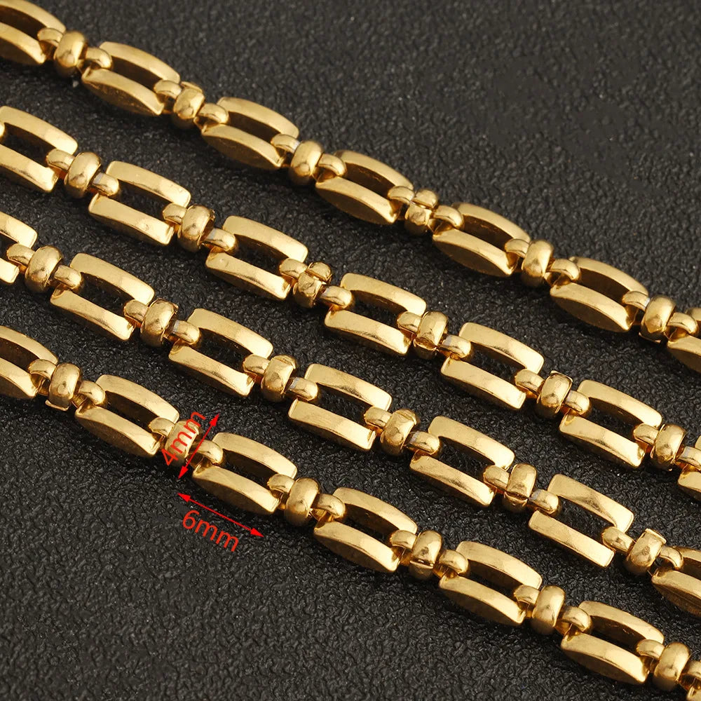 D798 Luxury Bulk Stainless Steel Square Clip Figure 8 Watch Chain DIY for Track Chains Necklaces Bracelets Making