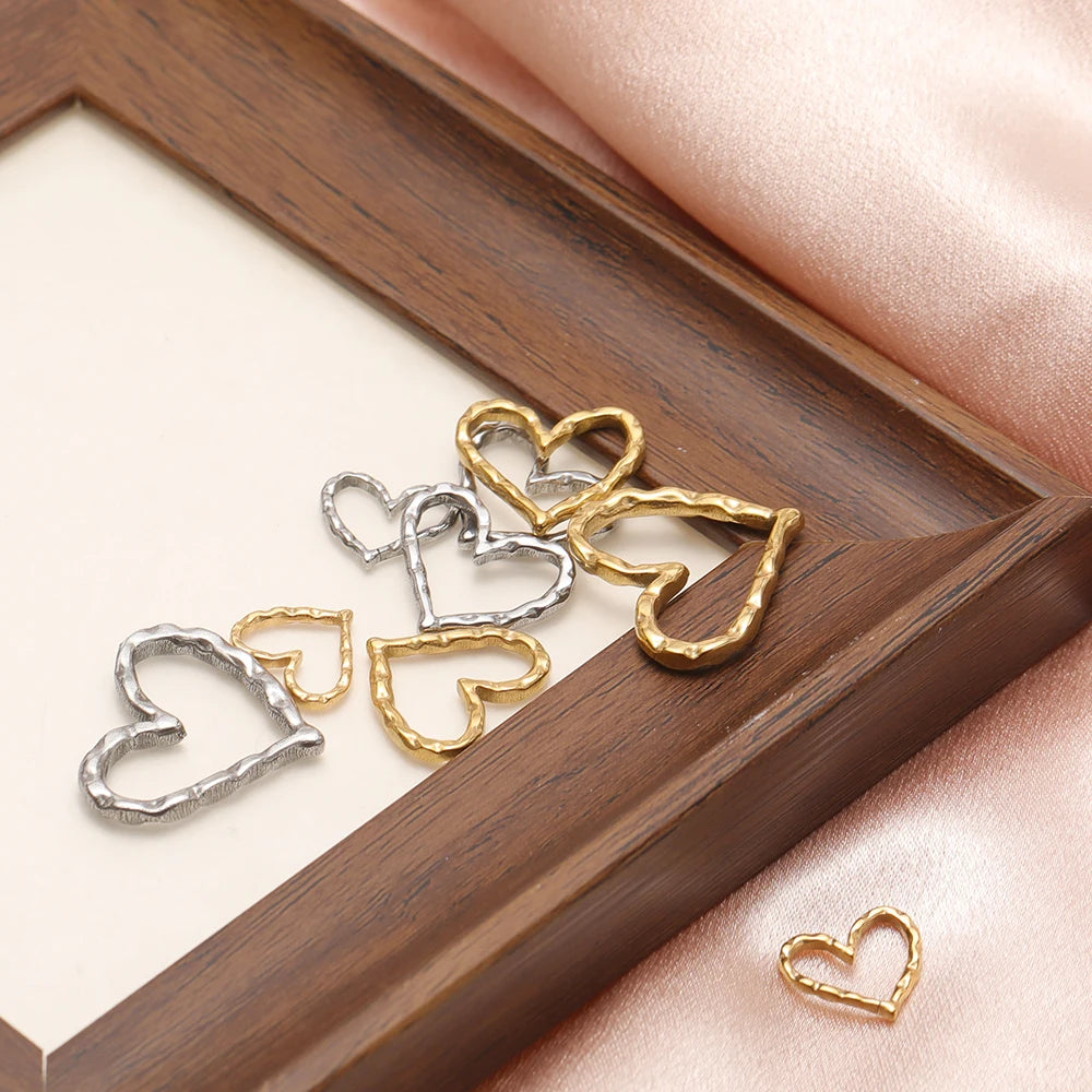 Stainless Steel  Wide Square Frame Charms Hollow Love Outline Connectors 18K Gold Plated mm DIY Jewelry Making Findings Necklace