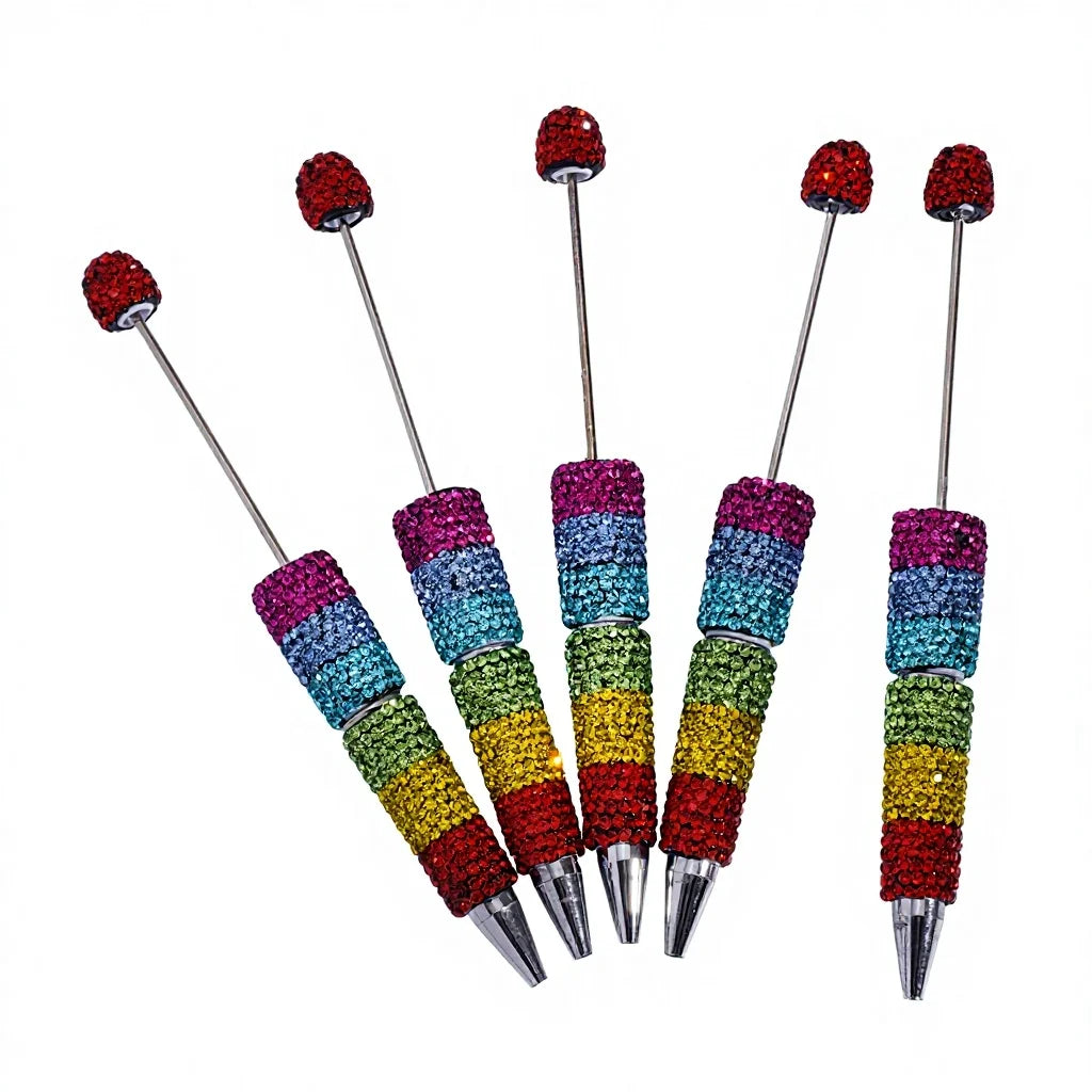Rainbow Color Ballpoint Pens with Full Clay Rhinestone Covered, Bling Decorative Pens