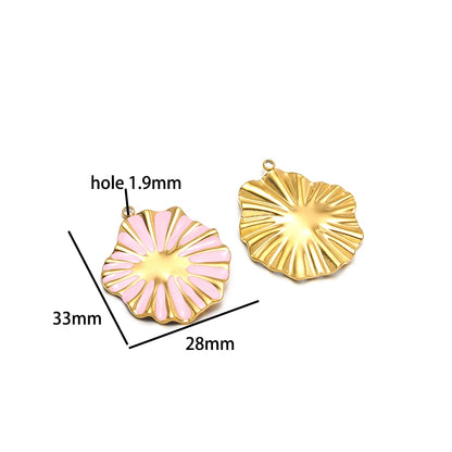 Vintage Style Stainless Steel 18k Gold Plated Enamel Star Round Charm Pendant for Jewelry Necklace Making Accessories
