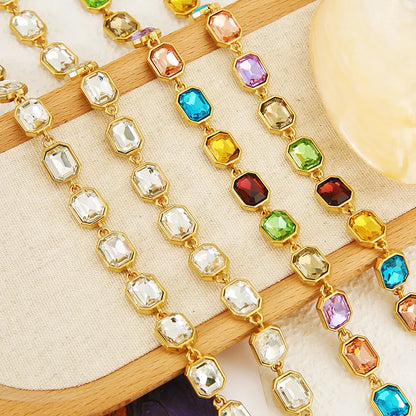 D886 Fashion Stainless Steel Crystal Chain Colorful Zircon Cz Chain for Necklace Bracelet Making Wholesale
