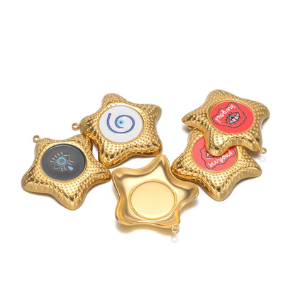 New Arrival Eye Charm 18k Gold Plated Stainless Steel  Enamel Star Pendant for DIY Handmade Necklace Earrings Jewelry Making